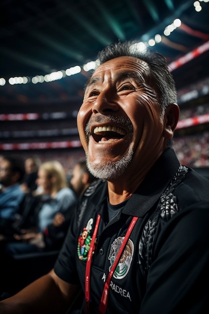 Retrato de fã de jogo de futebol, aproveitando a partida