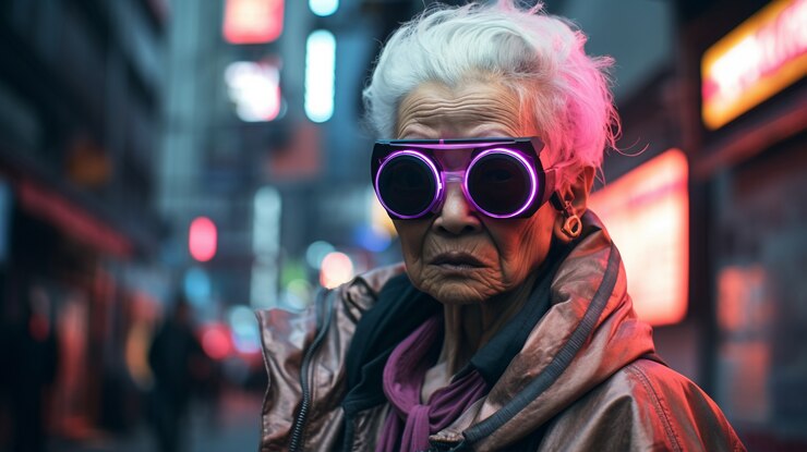 Foto grátis retrato de guerreira de mulher cyberpunk