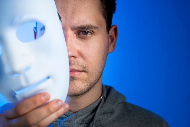 Retrato, de, hacker, com, máscara