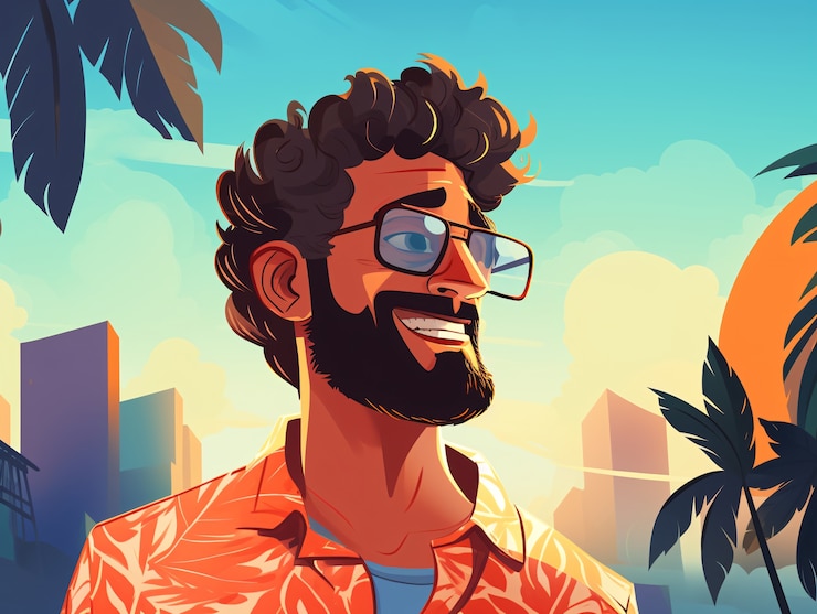 Foto grátis retrato de homem em estilo cartoon