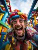 Foto grátis retrato de homem sorridente no parque de diversões