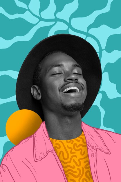 Retrato de ilustração colorida de jovem adulto