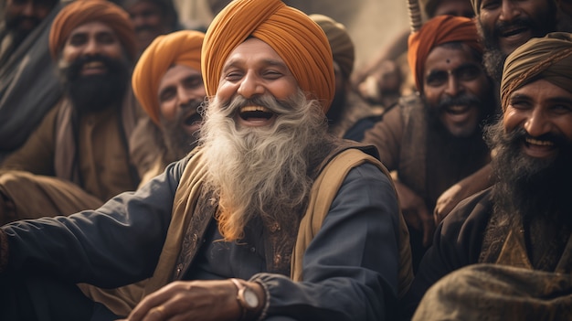 Retrato de indianos celebrando o festival de Baisakhi