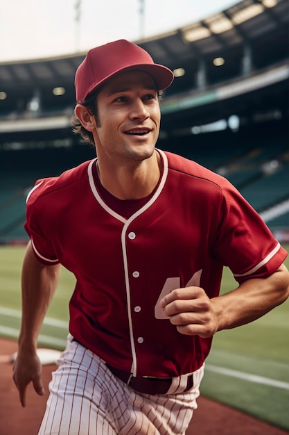 Foto grátis retrato de jogador de beisebol de tiro médio