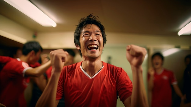 Foto grátis retrato de jogador de futebol feliz