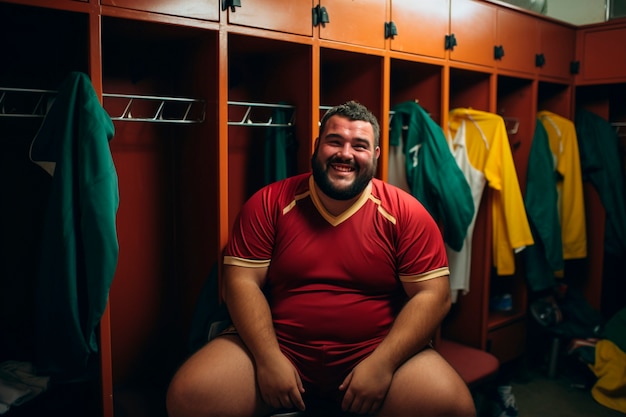 Foto grátis retrato de jogador de futebol feliz