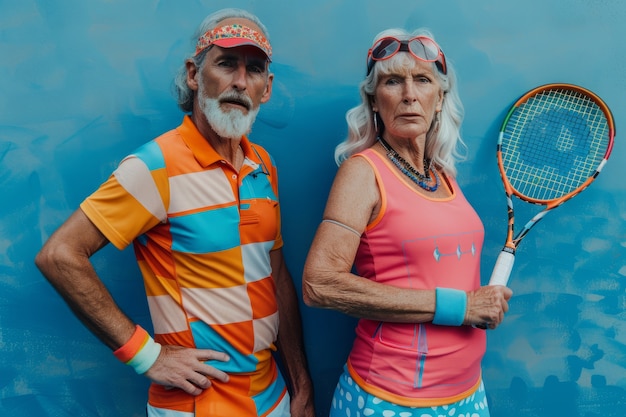 Foto grátis retrato de jogadores de tênis sênior
