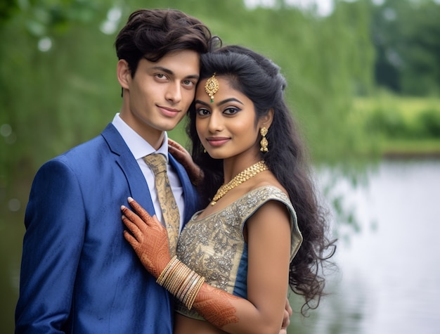 Foto grátis retrato de jovem casal indiano