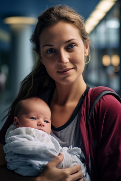 Foto grátis retrato de mãe com recém-nascido