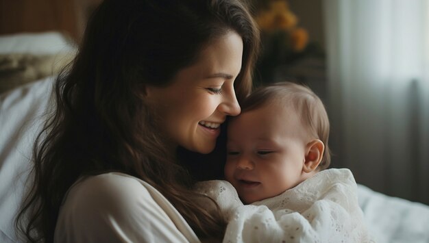 Retrato de mãe com recém-nascido