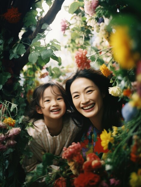 Retrato de mãe e filho de tiro médio