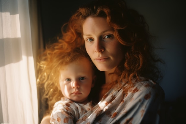 Foto grátis retrato de mãe e filho de tiro médio