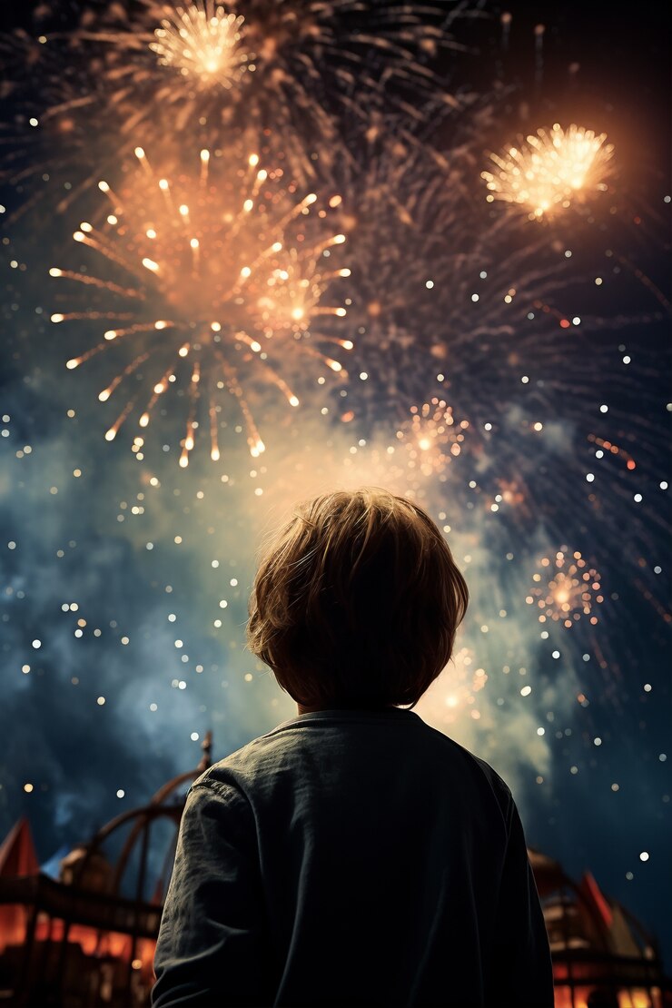 Foto grátis retrato de menino com fogos de artifício