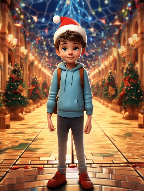 Retrato de menino durante as celebrações de Natal