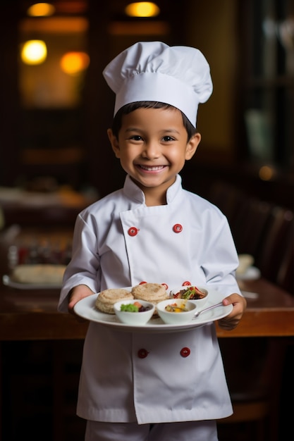 Foto grátis retrato de menino fantasiado de chef