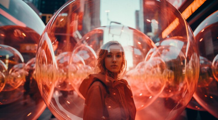 Foto grátis retrato de mulher com bolha clara