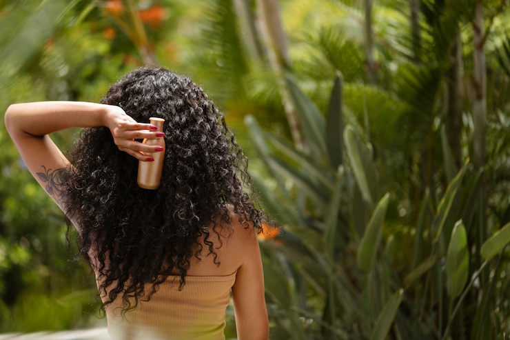Foto grátis retrato de mulher com shampoo de cabelo encaracolado