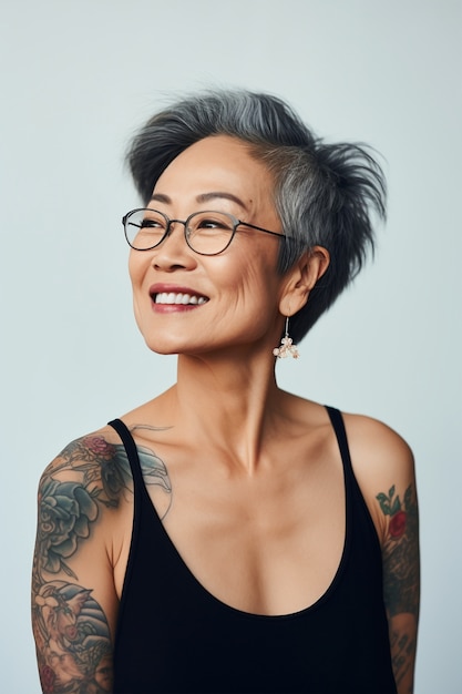 Foto grátis retrato de mulher com tatuagens no corpo