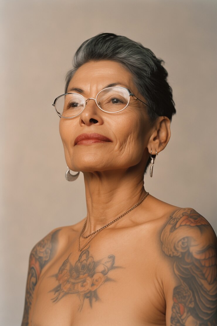 Foto grátis retrato de mulher com tatuagens no corpo