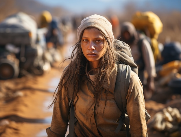 Retrato de mulher durante a crise migratória