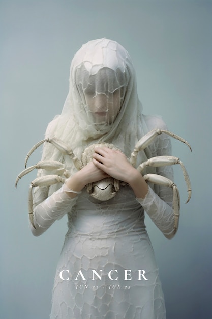 Foto grátis retrato de mulher representando o signo do zodíaco do câncer