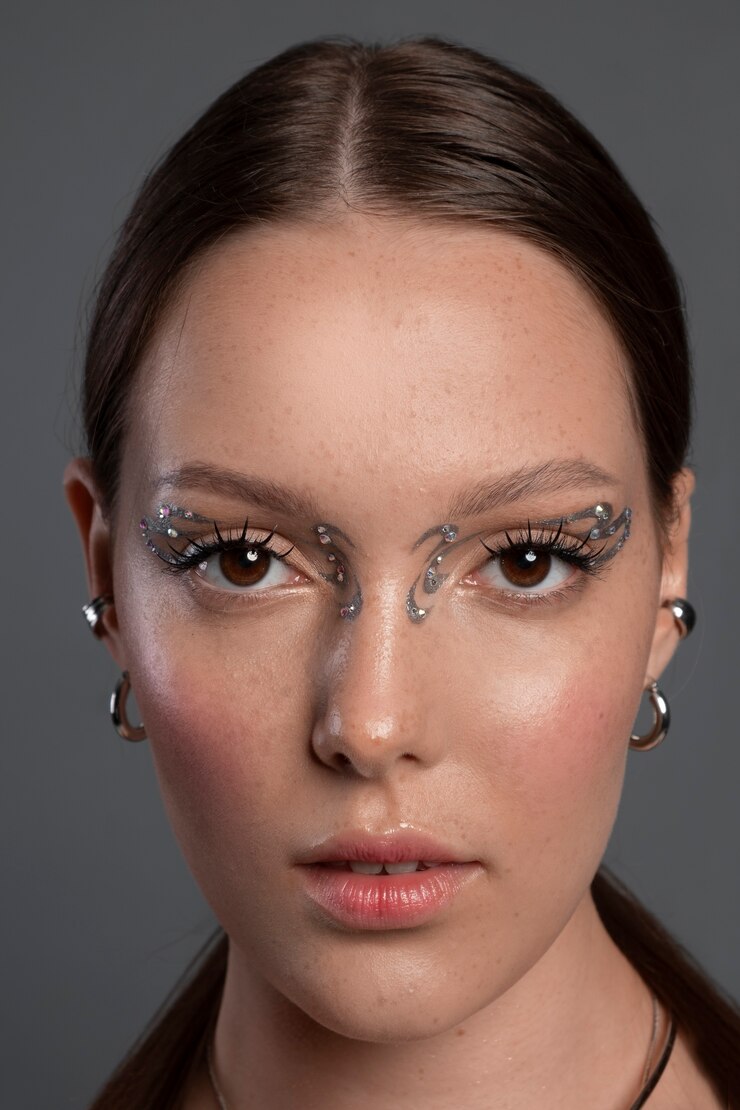 Foto grátis retrato de mulher usando maquiagem de jóias