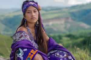 Foto grátis retrato de mulher vestindo roupas de moda de cor lavanda para a cor do ano