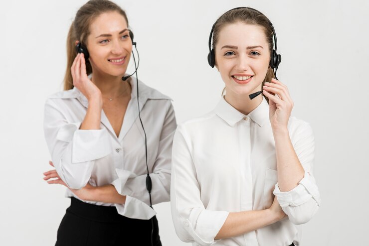 Foto grátis retrato de mulheres de call center