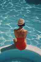 Foto grátis retrato de nadadora com estética retro inspirada nos anos 80