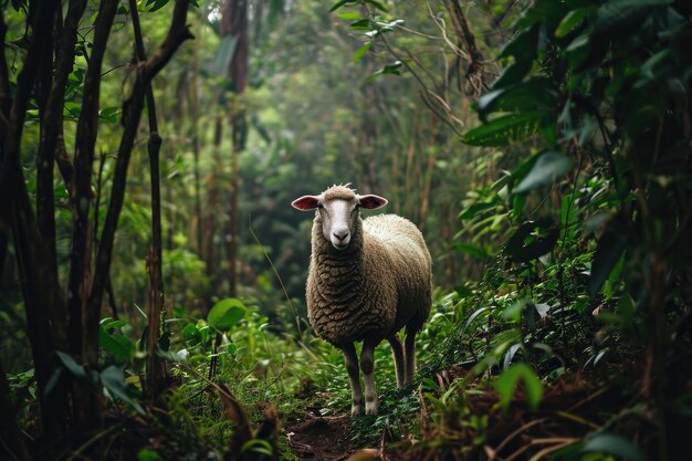 Retrato de ovelhas na natureza