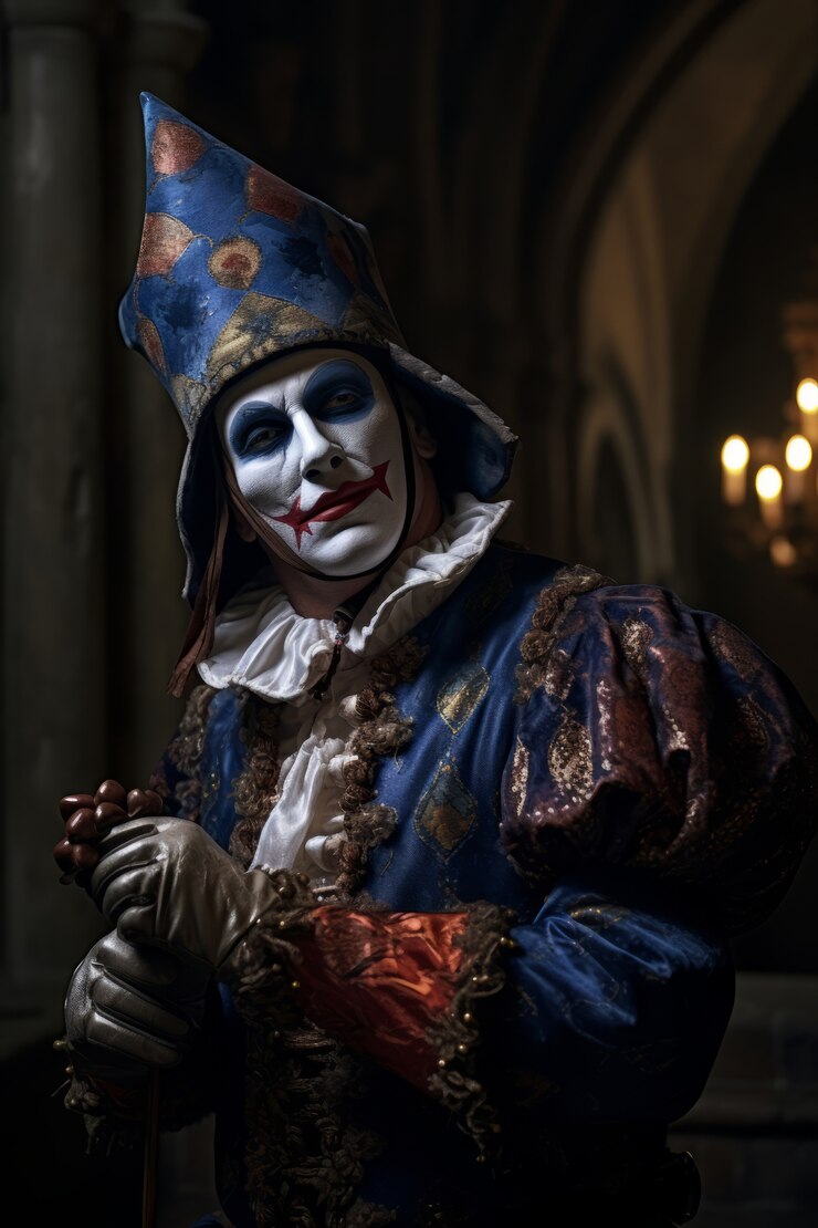 Foto grátis retrato de palhaço masculino durante a época medieval
