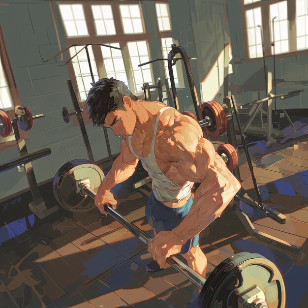 Retrato de personagem de anime fazendo fitness e exercício