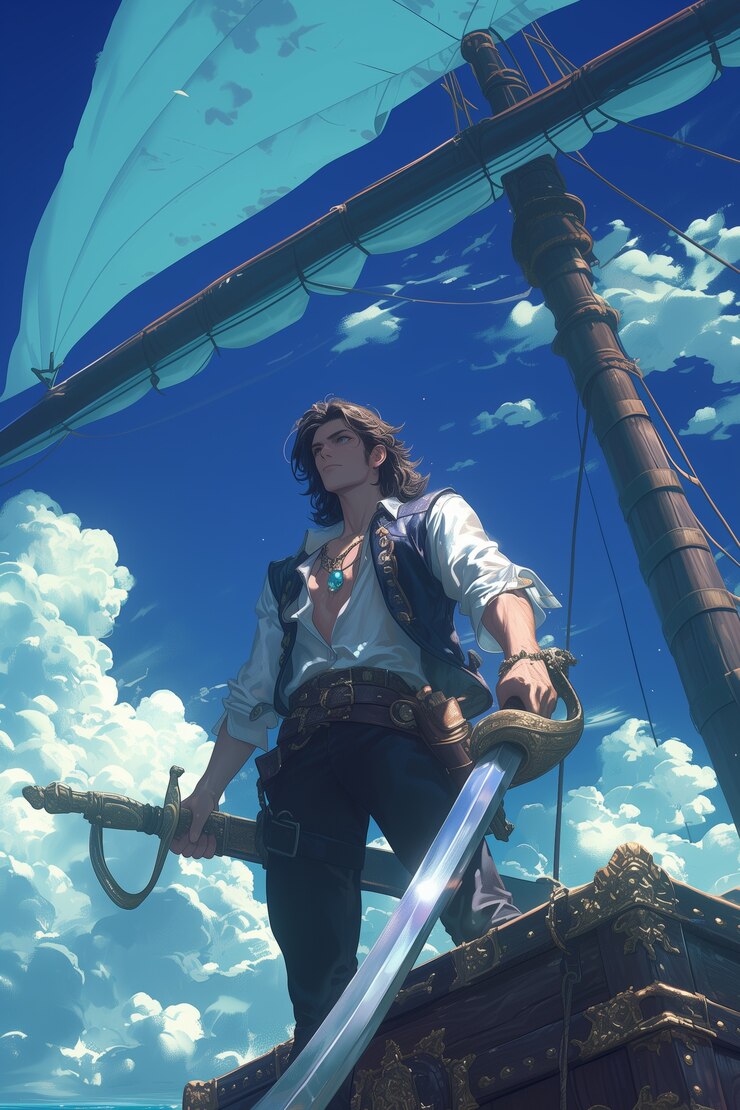 Foto grátis retrato de personagem pirata em estilo de arte digital
