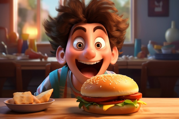 Retrato de pessoa segurando um hambúrguer de fast food