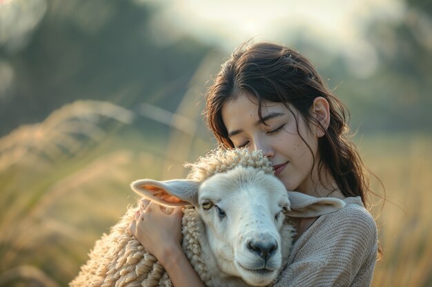 Retrato de pessoas encarregadas de uma fazenda de ovelhas
