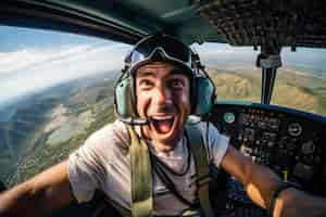 Foto grátis retrato de piloto masculino sorridente