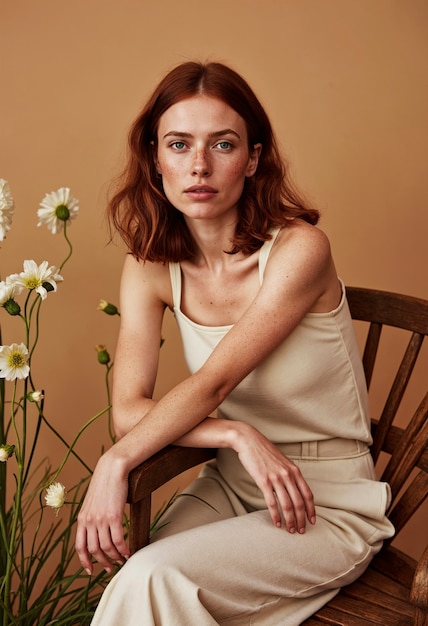 Retrato de primavera em flor de uma bela mulher