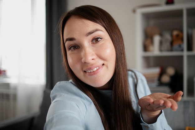 Retrato de selfie para videochamada