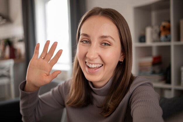 Retrato de selfie para videochamada