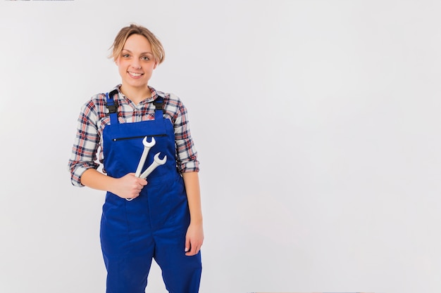 Foto grátis retrato, de, trabalhador, mulher