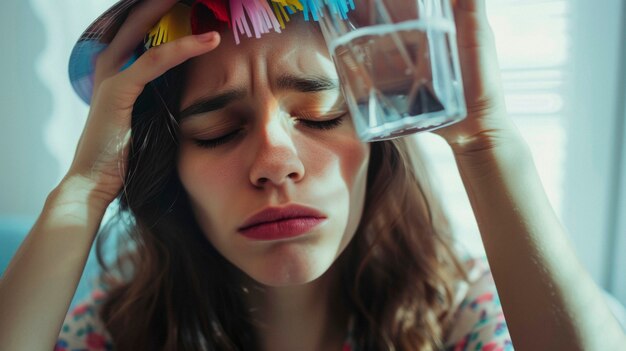 Foto grátis retrato de um adolescente que sofre de ressaca