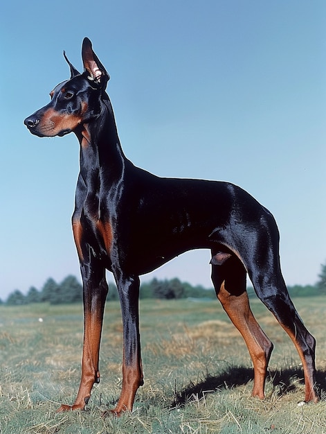 Retrato de um adorável cão doberman