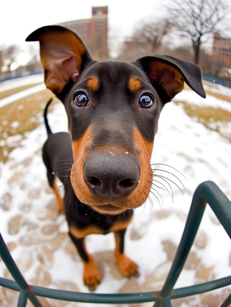Retrato de um adorável cão doberman