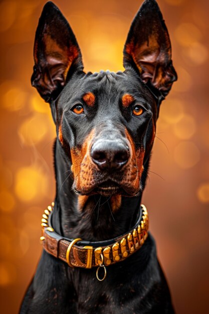 Retrato de um adorável cão doberman