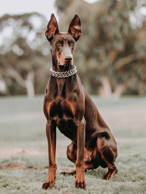 Retrato de um adorável cão doberman