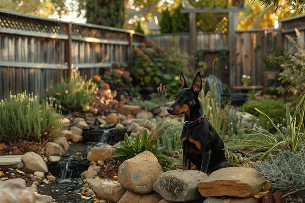 Retrato de um adorável cão doberman