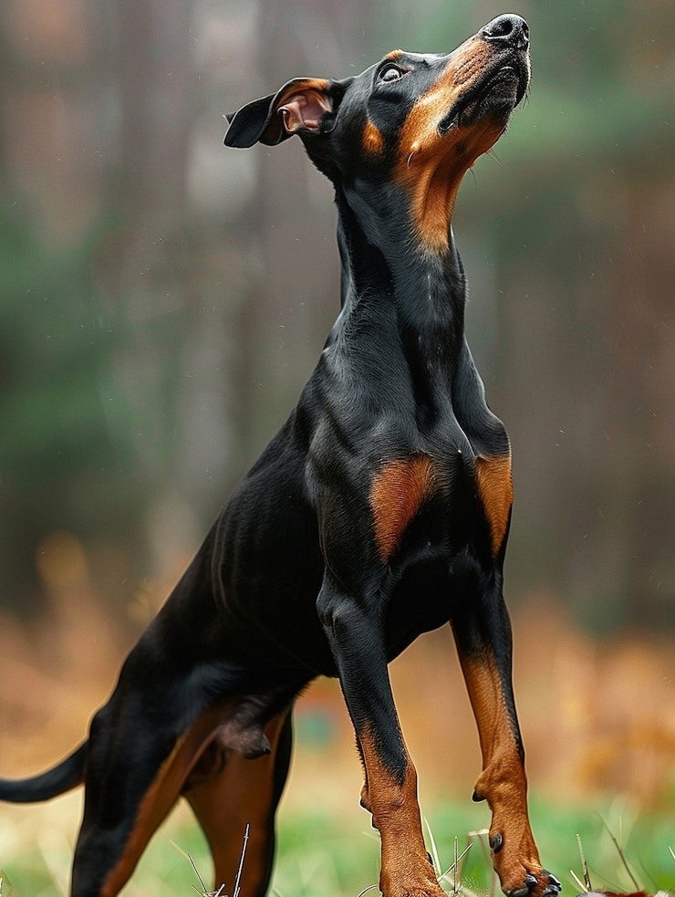 Foto grátis retrato de um adorável cão doberman