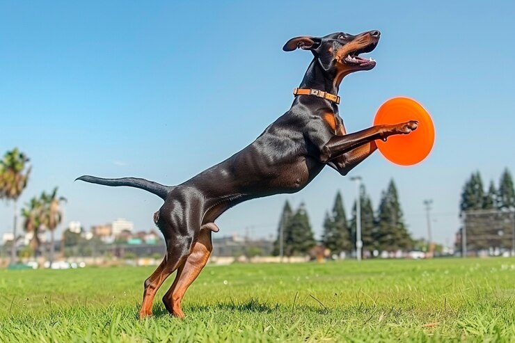 Foto grátis retrato de um adorável cão doberman