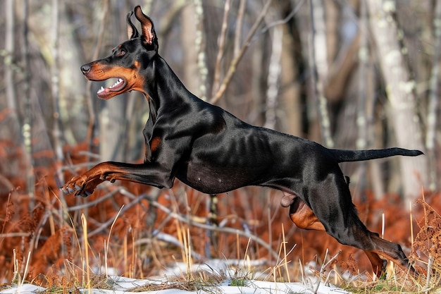 Retrato de um adorável cão doberman