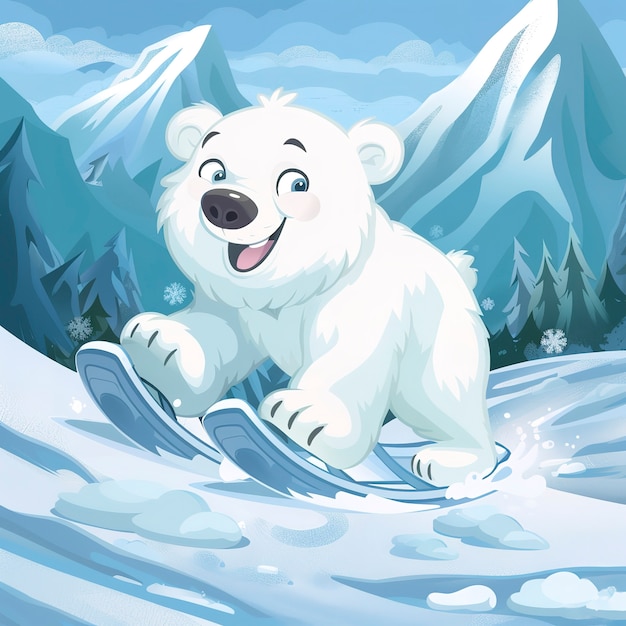 Foto grátis retrato de um adorável urso polar branco com neve